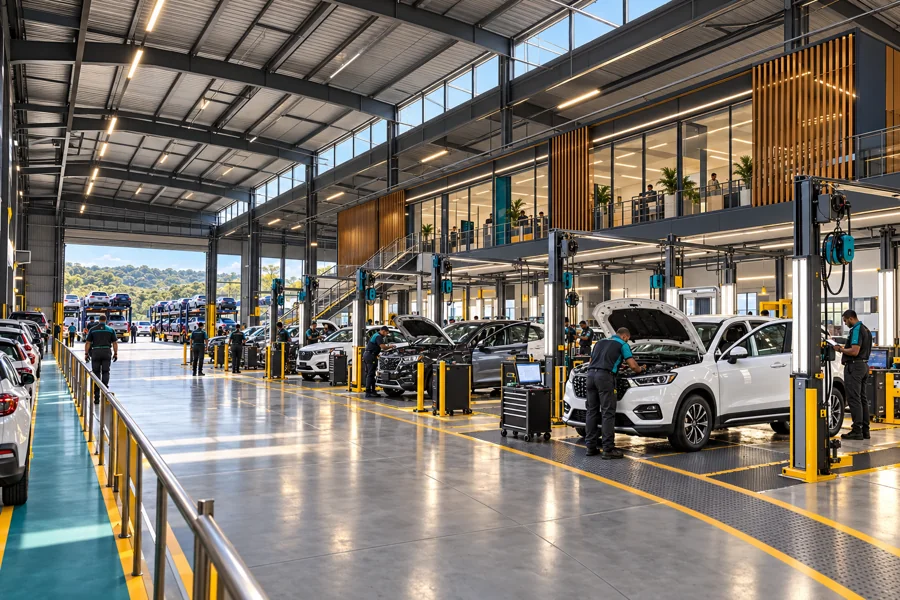 Architectural proposal visualisation: Vehicle preparation and inspection hall