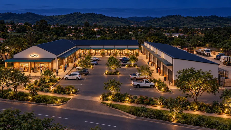 Architectural proposal visualisation: Courtyard lighting and evening character