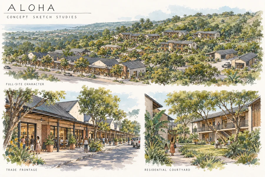 Architectural proposal visualisation: Architectural sketch studies and development character