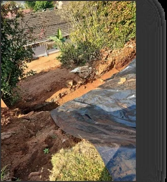 Exposed damaged slope.